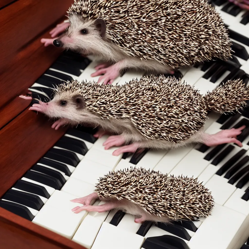 Image similar to hedgehog playing the piano, 4k