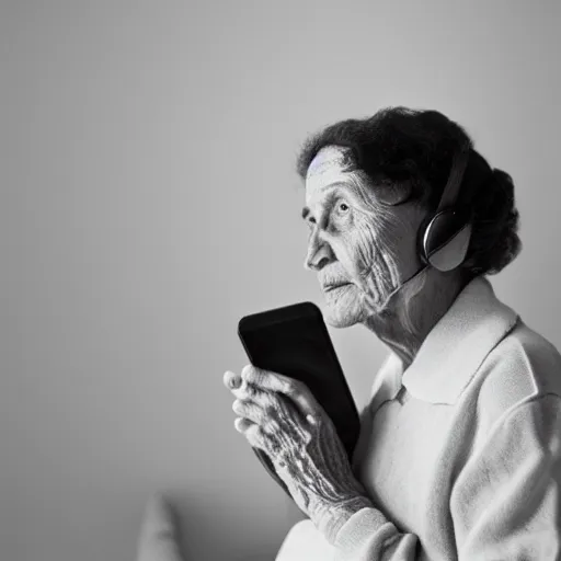 Prompt: an old woman using the phone in the year 1950, 4k, cinematic, photography