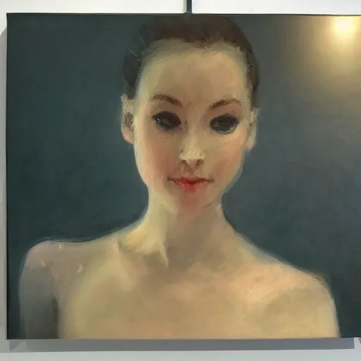 Image similar to portrait of a ballerina, very thick and wet oil paint, 8 k, cinematic light, shadows, reflection highlights in the paint, in the style of joseph lee,