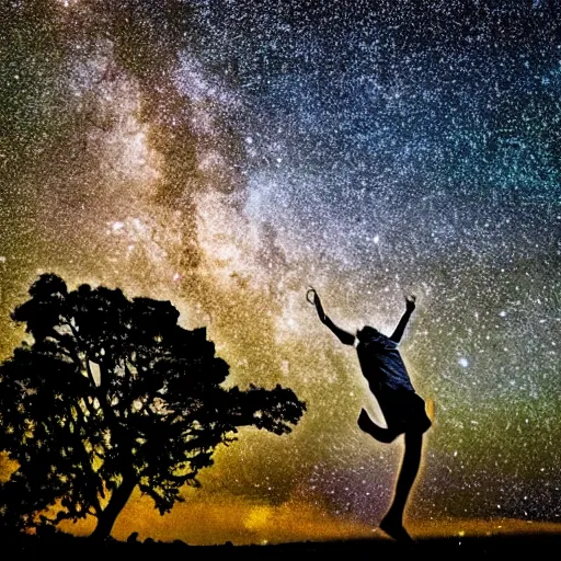 Prompt: man falling in the milky way