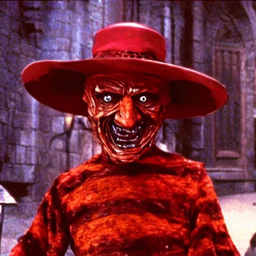 Image similar to film still of Freddy Krueger as Cerberus in Harry Potter the Sorcerer's Stone