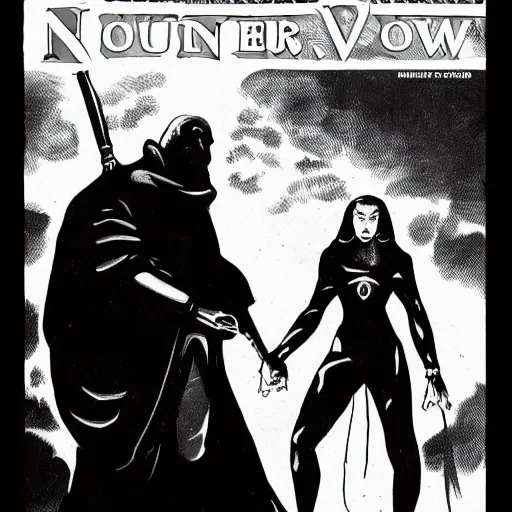 Prompt: The Book of the New Sun (Gene Wolfe). Film Noir, Black and White. High Contrast, Mike Mignola, OSR, DnD