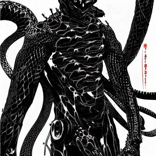 Image similar to A snake looking sinister, by Tsutomu Nihei, highly detailed