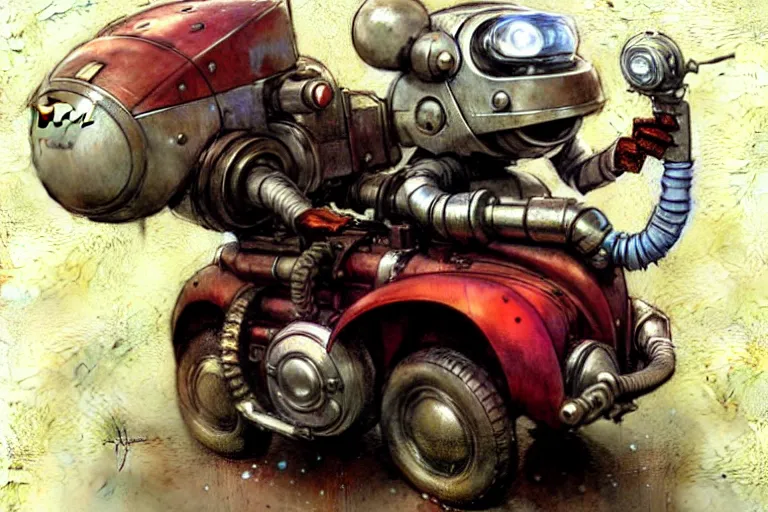 Image similar to adventurer ( ( ( ( ( 1 9 5 0 s retro future robot mouse explorer vehical. muted colors. ) ) ) ) ) by jean baptiste monge!!!!!!!!!!!!!!!!!!!!!!!!! chrome red