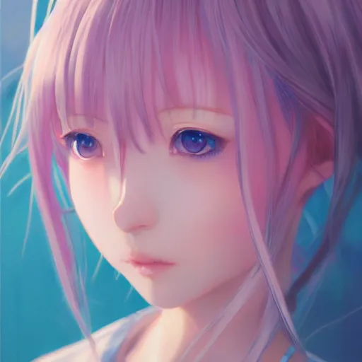 Image similar to pastel anime portrait of an anime girl by Stanley Artgerm Lau, WLOP, Rossdraws, James Jean, Andrei Riabovitchev, Marc Simonetti, and Sakimichan, trending on artstation