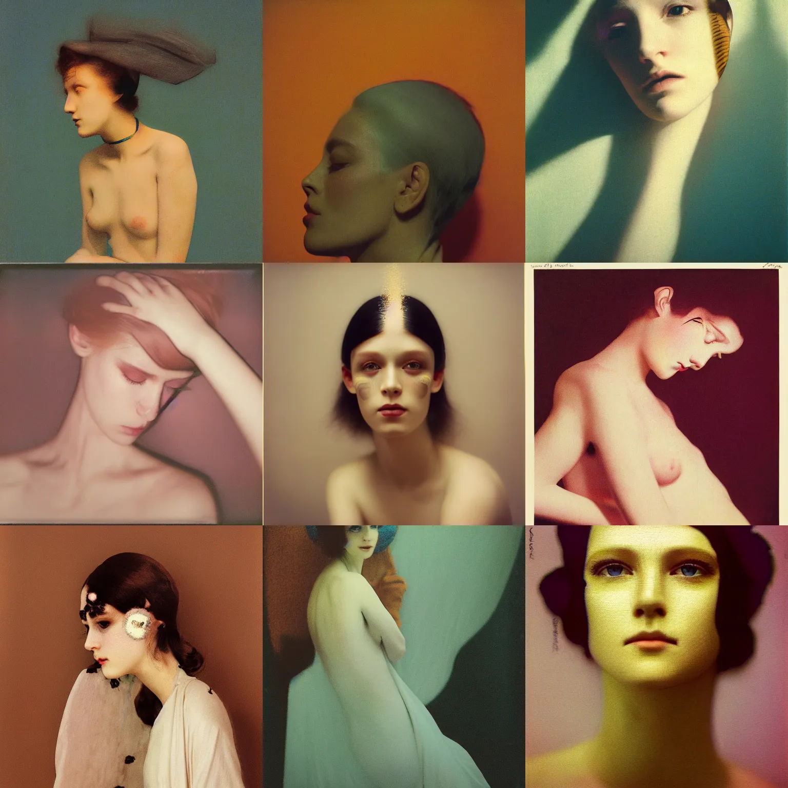 Prompt: kodak portra, 8 k, soft light, clean lines, fine art portrait photography, iris color and pattern on face, fashion photography, maxfield parrish, camille vivier, moebius, james jean, yoji shinkawa, odilon redon, gaston bussiere, eugene grasset, janis rozentals