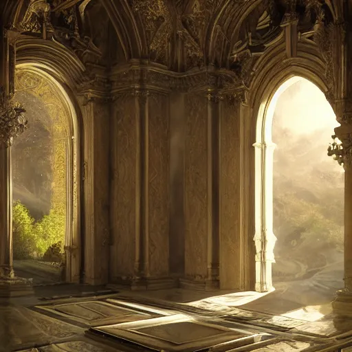 Image similar to beautiful painting of the gates of heaven, volumetric lighting, 8 k octane beautifully detailed render, post - processing, extremely hyper - detailed, intricate, epic composition, cinematic lighting, masterpiece, trending on artstation, detailed detailed detailed, masterpiece, stunning art by anders zorn, wonderful masterpiece by greg rutkowski, beautiful cinematic light,