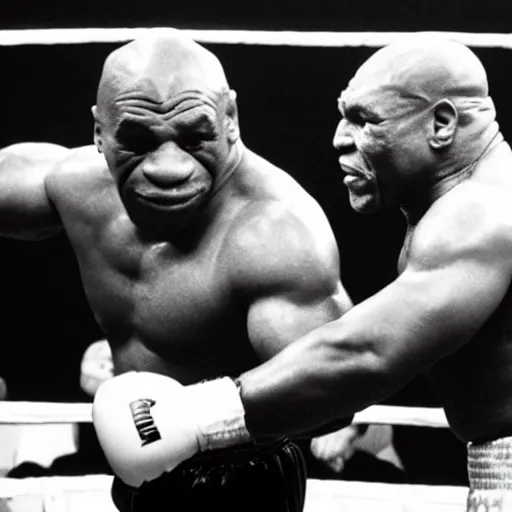 Image similar to danny devito fighting mike tyson in a boxing ring in the 1 9 8 0 s