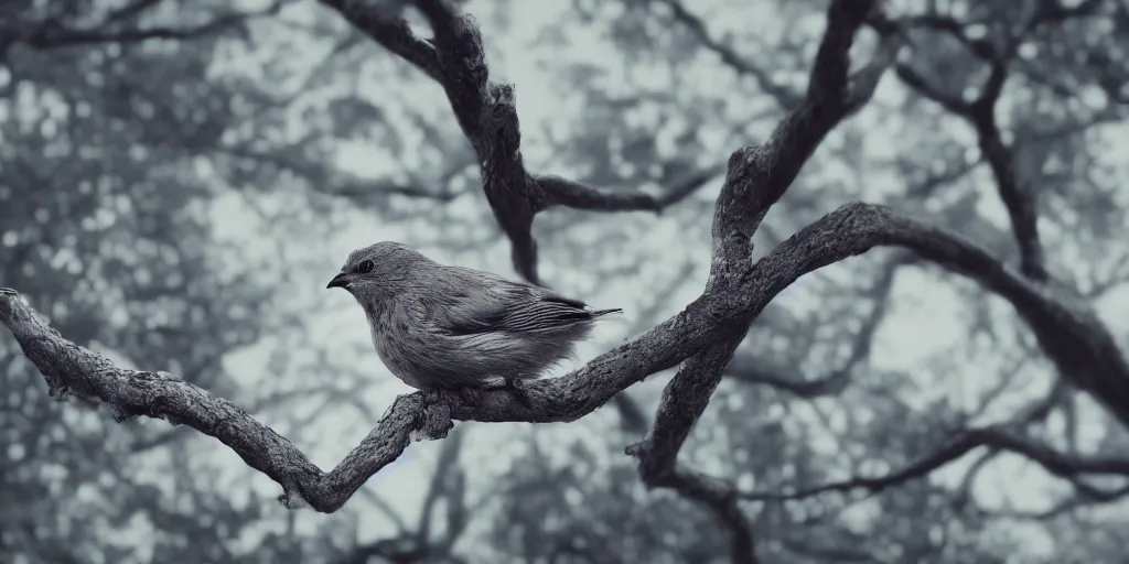 Prompt: a close - up photographic picture of a bird on a tree, photographic filter, unreal engine 5, realistic, hyperdetailed, 8 k, cinematic, volumetric lighting, very realistic effect, hd, hdr, 4 k, sharp focus, octane render, ultra detailed, high resolution, trending on artstation in the style of albert dros glowing rich colors powerful imagery