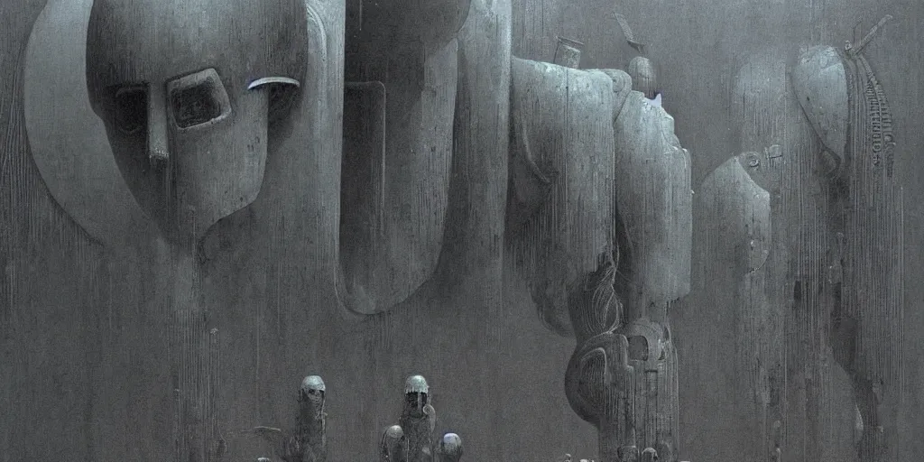 Image similar to zdzislaw beksinski, robots, 4 0 0 mm