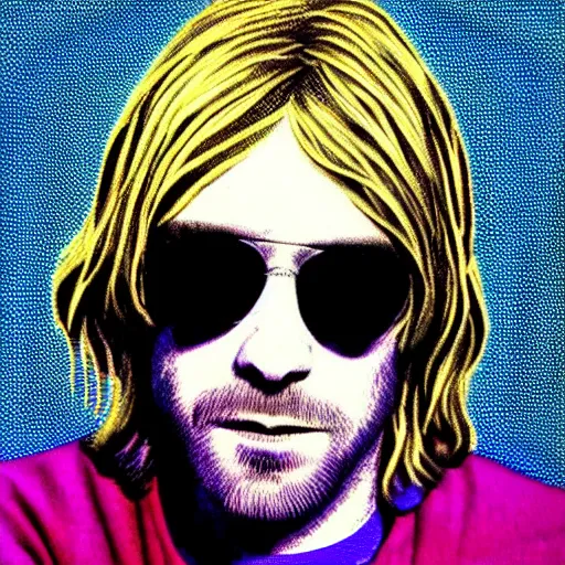 Image similar to kurt cobain op art,