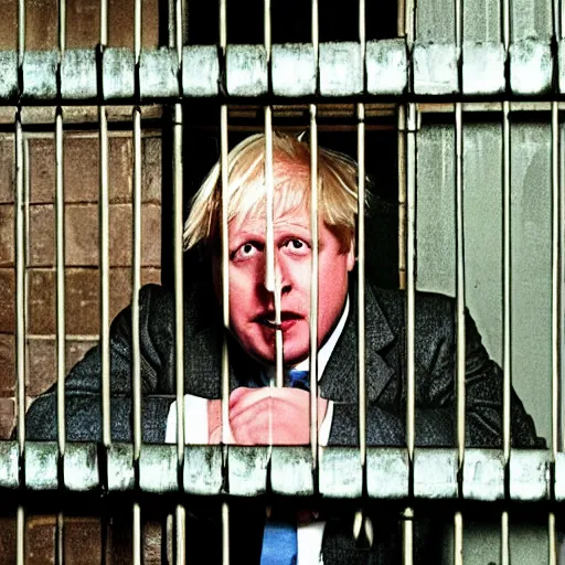 Prompt: scene from the green mile of boris johnson behind bars, photorealistic, highly detailed 8 k