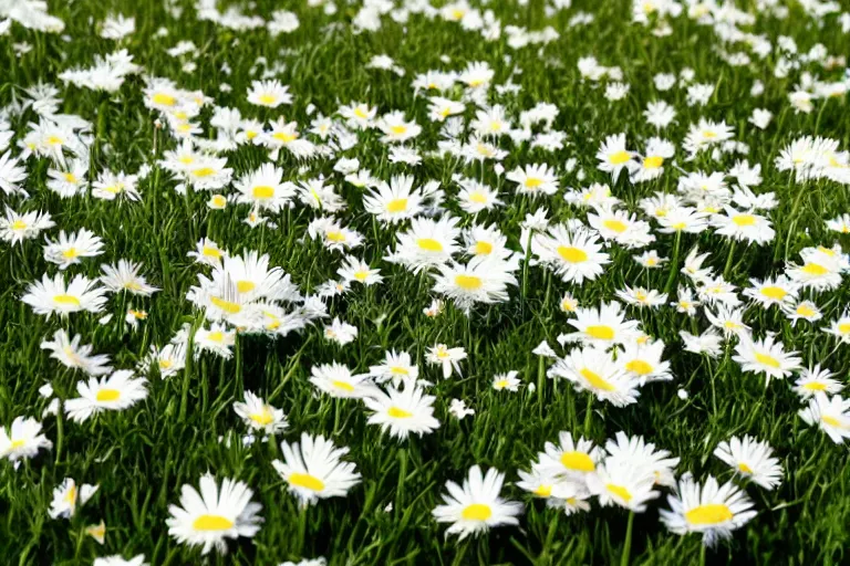 Prompt: spoon all by itself in the middle of a large field of daisies, sunny day, stock photography, 4k photorealistic,