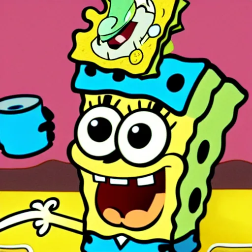 Prompt: spongebob as a cuphead ( 2017 videogame) character