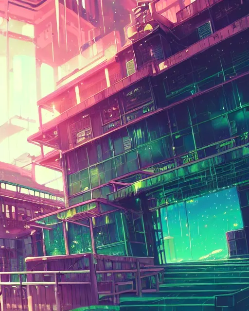 Prompt: a beautiful detailed anime illustration of home exterior industrial architecture architecture abandoned by etel adnan, junglepunk made of glass desert bioshock synthwave sea retrowave thermal vision partly sunny crystal universe cosmic postcyberpunk tron elysian evil nightsky, archdaily, wallpaper, highly detailed, trending on artstation.