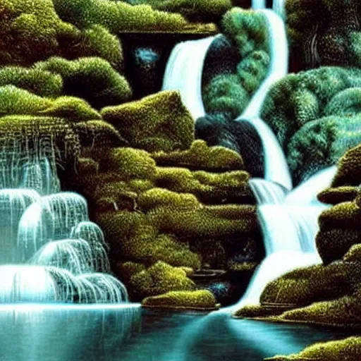 Image similar to a beautiful waterfall, elegant, soulful, liquid, masterpiece, Cinematic, fantasy art,