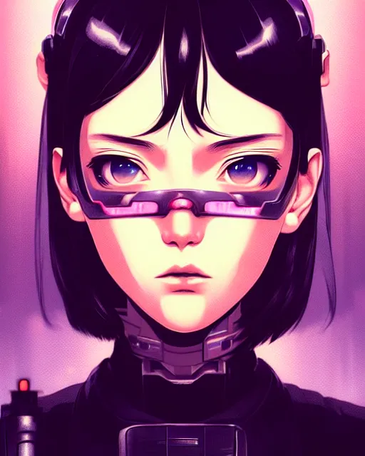 Prompt: a comic potrait of a cyberpunk cyborg girl with big and cute eyes, fine - face, realistic shaded perfect face, fine details. night setting. very anime style. realistic shaded lighting poster by ilya kuvshinov katsuhiro, magali villeneuve, artgerm, jeremy lipkin and michael garmash, rob rey and kentaro miura style, trending on art station