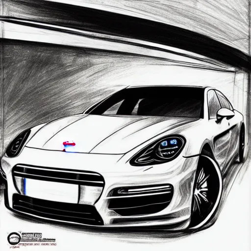 Prompt: “Porsche Panamera hand-drawn sketch”