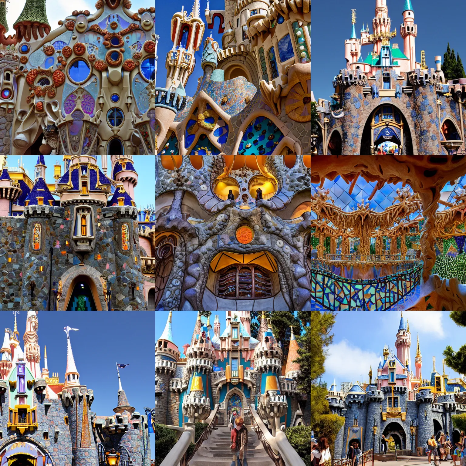 Image similar to antoni gaudi designed disneyland