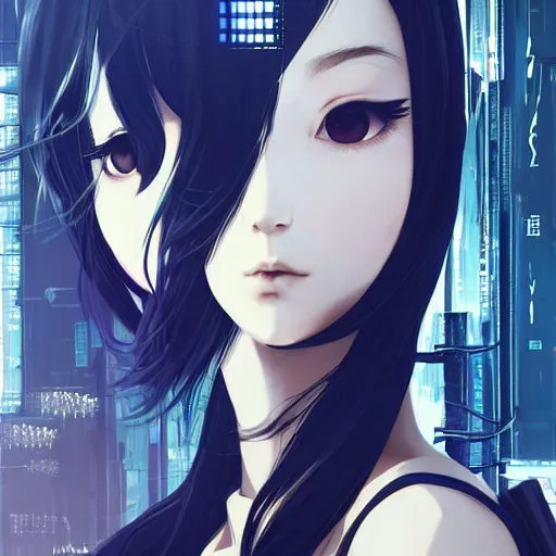 Image similar to Frequency indie album cover, luxury advertisement, white and navy colors. highly detailed post-cyberpunk sci-fi close-up schoolgirl in asian city in style of cytus and deemo, mysterious vibes, by Ilya Kuvshinov, by Greg Tocchini, nier:automata, set in half-life 2, beautiful with eerie vibes, very inspirational, very stylish, with gradients, surrealistic, postapocalyptic vibes, depth of filed, mist, rich cinematic atmosphere, perfect digital art, mystical journey in strange world, bastion game, arthouse