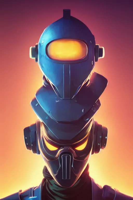 Image similar to epic mask helmet robot ninja portrait stylized as fornite style game design fanart by concept artist gervasio canda, behance hd by jesper ejsing, by rhads, makoto shinkai and lois van baarle, ilya kuvshinov, rossdraws global illumination radiating a glowing aura global illumination ray tracing hdr render in unreal engine 5