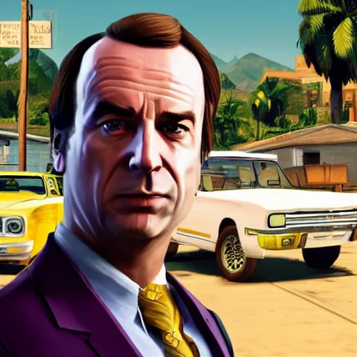 Image similar to saul goodman as a grand theft auto 5 character