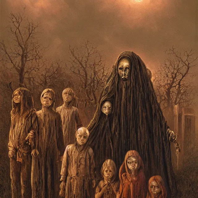 Prompt: a painting of the children of the grave by johfra bosschart, dark fantasy art, high detail, trending on artstation