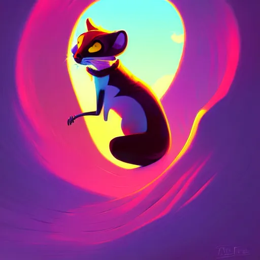 Image similar to curved perspective, extreme narrow, extreme fisheye, digital art of a female marten animal cartoon character by anton fadeev from nightmare before christmas