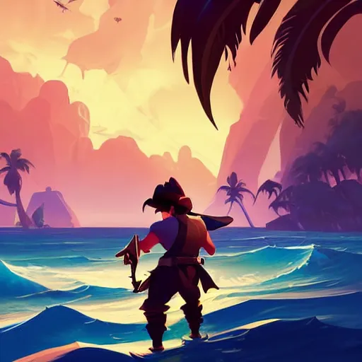 Image similar to painting treasure on sea of thieves game smooth median photoshop filter cutout vector, behance hd by jesper ejsing, by rhads, makoto shinkai and lois van baarle, ilya kuvshinov, rossdraws global illumination