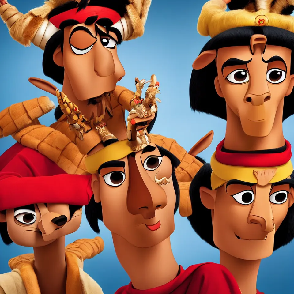 Image similar to How Kuzco! from Disney movies would look in Real life . Professional Studio. Portrait in the style of Martin Schoeller. 4K. Ultra Detailed. Close-up. Low Light.