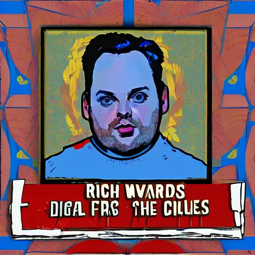 Prompt: Rich Evans worshipped by a cult, digital art