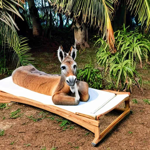 Image similar to donkey on a sunbed, tropical background