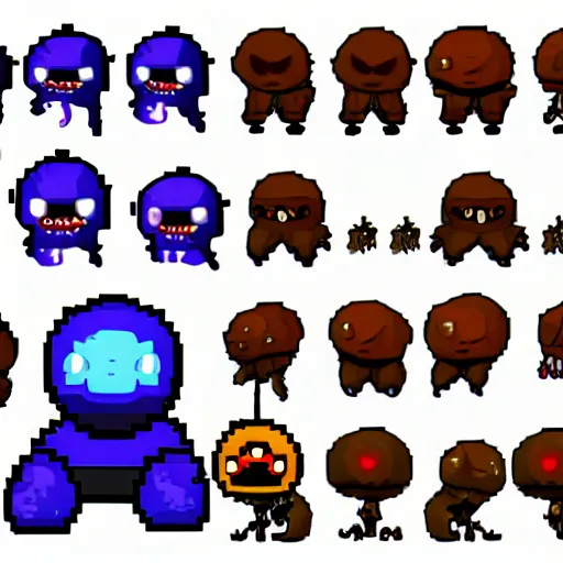 Prompt: binding of isaac monster sprite sheet