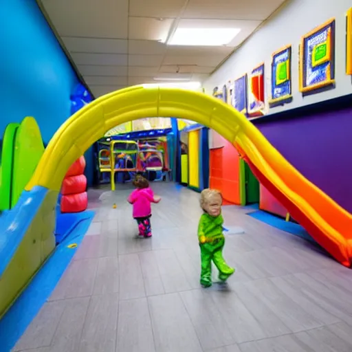 Prompt: endless corridors made of softplay