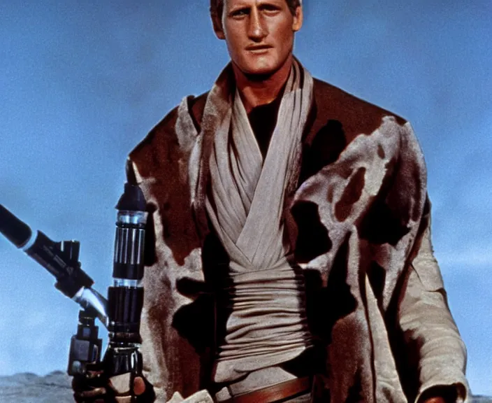 Image similar to a still of paul newman in star wars ( 1 9 7 7 ), 4 k, hi - res