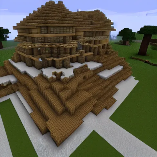 Image similar to minecraft mansion made of flesh