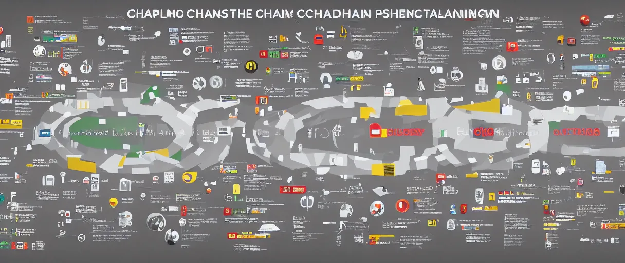 Image similar to isotype chart displaying the supply chain in detail, across multiple phases including logistics, manufacturing, warehousing, and sales, unreal engine, realistic, dramatic lighting, octane render, highly detailed, cinematic lighting, cinematic