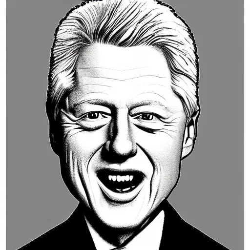 Prompt: line drawing of Bill Clinton as a ginger root. artistic