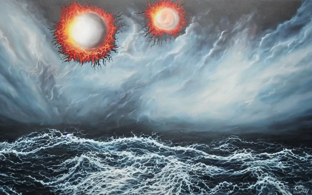 Image similar to the end of the world, doomsday, style of a painting by leona creo