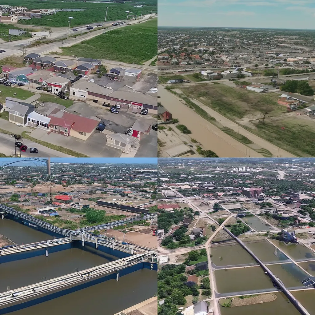 Prompt: drone footage of east saint louis