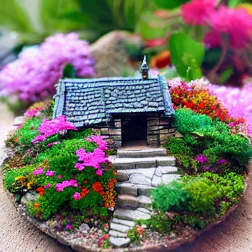 Image similar to a miniature diorama,zen,colorful,beautiful