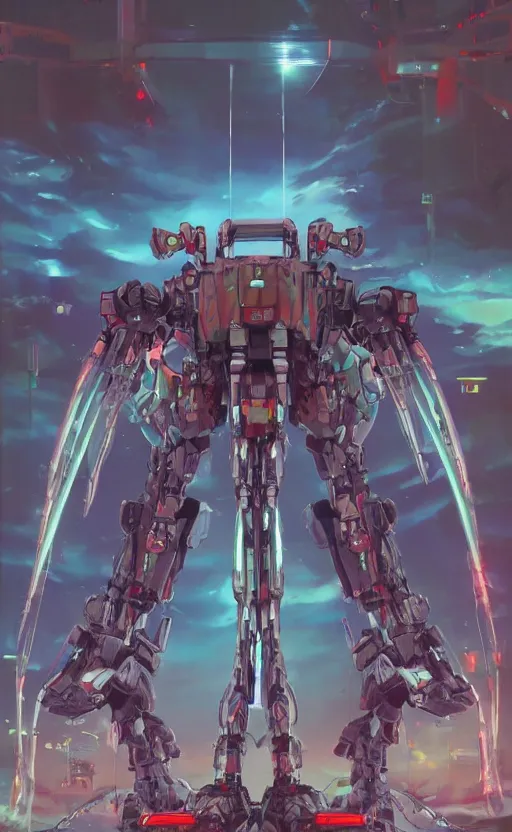 Prompt: movie poster of < 3 d huge mecha > with a < full mechanical guitar >, in the style of < neon genesis evangelion >, < full body robot >, 3 d anime, arcane style, retropunk, steampunk, high resolution, 4 k, retrofuturism, by ghibli and < simon stalenhag >