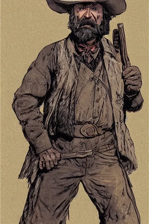 Image similar to vernon. Old rabbit dressed as an old west prospector. concept art by James Gurney and Mœbius.