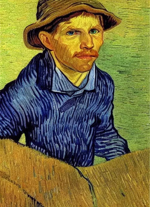 Prompt: lifelike oil painting portrait of tom sawyer by van gogh