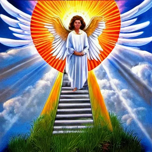 Image similar to ladder to heaven, white clouds, angelic, godly, holy, light