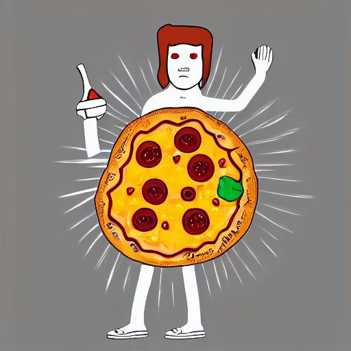 Image similar to A human made of pizza, digital art