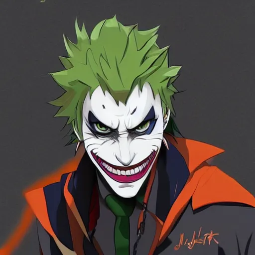 Image similar to Joker looks like Naruto, Joker as Naruto, high quality art, artbreeder, artstation