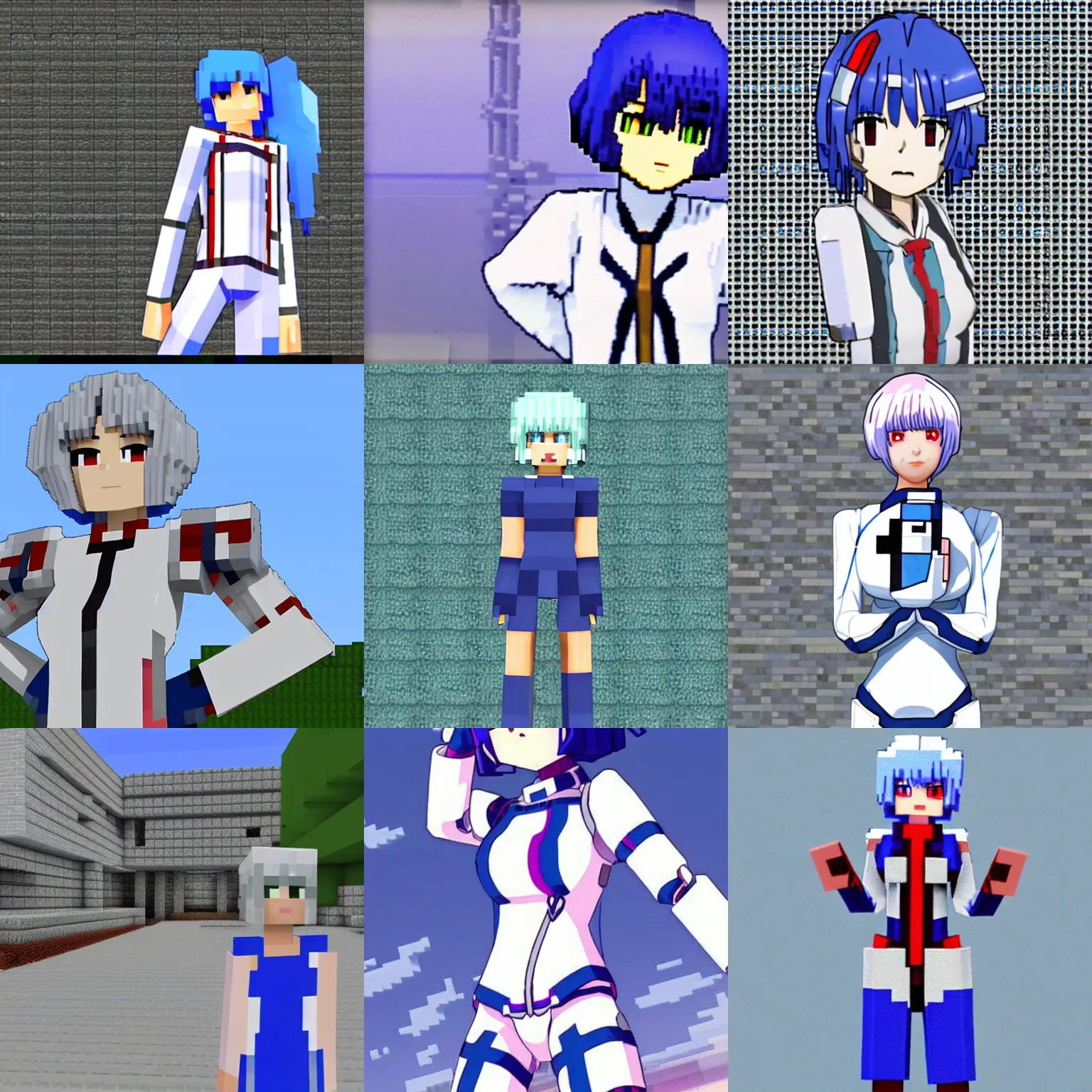 Prompt: rei ayanami in Minecraft