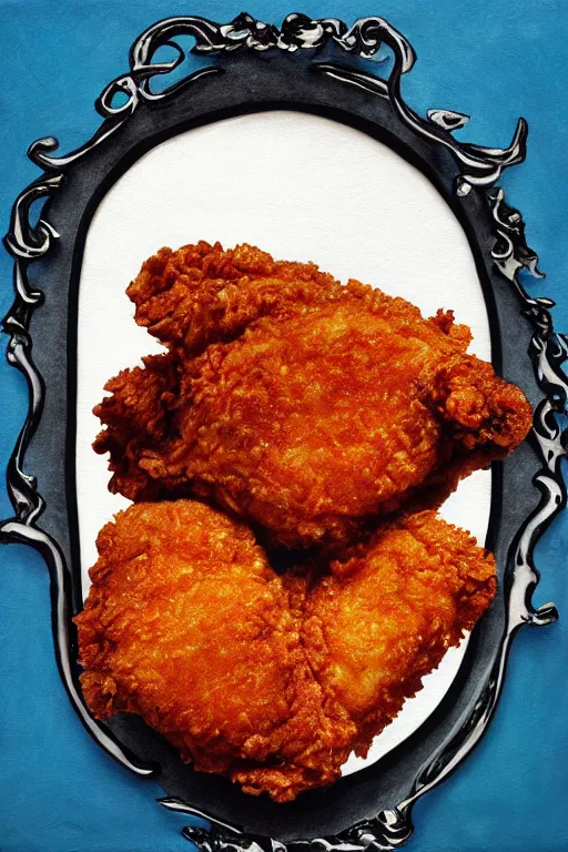 Image similar to kawaii fried chicken portrait, renaissance