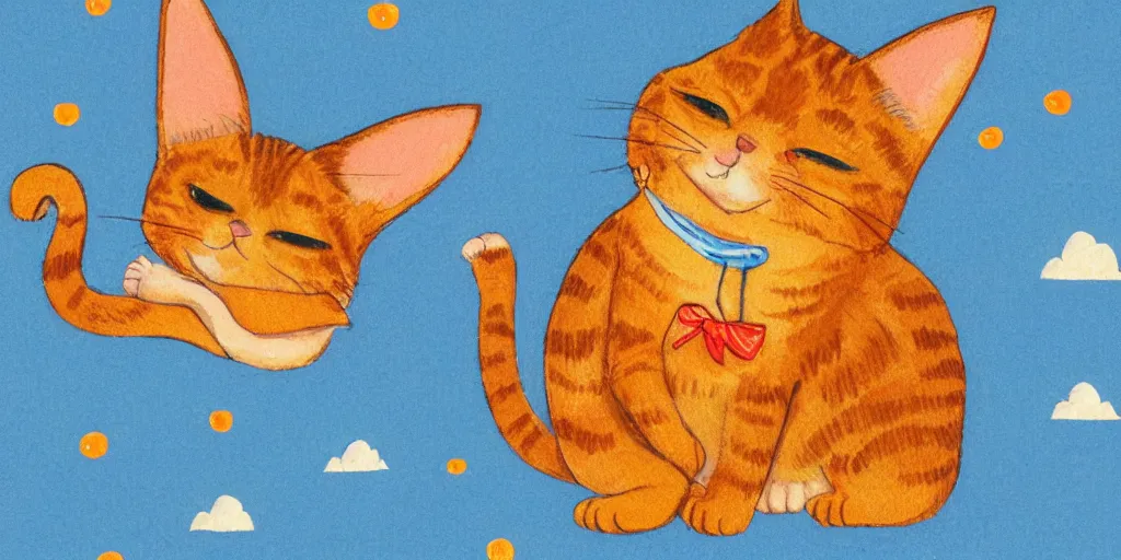 Prompt: an orange tabby kitten waiting in the rain in chuncheon by richard scarry